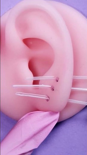 Watch Me Create 3 Piercings On Plastic Ear! #diy #earpiercing #piercing #fyp