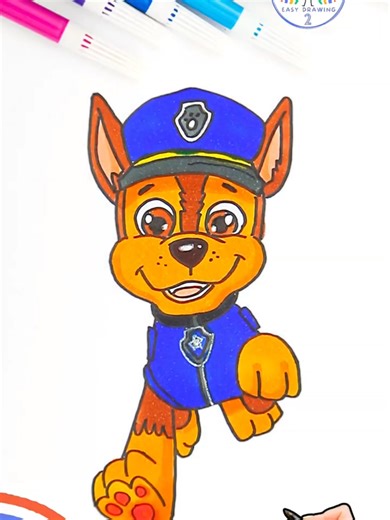 Draw PAW Patrol Simple _ Draw PAW Patrol Chase Easy 🌈 🐶 _shorts _pawpatrol _howtodraw _puppy(