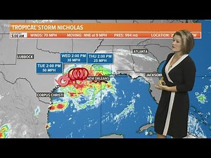 Tracking Nicholas: Storm downgraded to tropical storm as of 5 a.m. Tuesday
