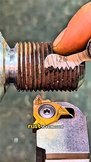 Cleaning of highly rusty bolt threads#shorts #satisfying #working #welding