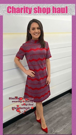 Laura tobin on Instagram: "♻️ 👗 👖Today I wore a dress on @gmb from a charity shop-What do you think? Me and @debbiedresses went on a mission a few weeks ago and found some great and not so great things @faracharityuk @faracharityshops Lots of huge discounts on designer dresses and even a coast evening dress for £20! Did you know we have enough clothes on Earth to clothes the next 6 generations? #ThinkBeforeYouBuy What’s your best charity shop purchase? #PreLoved"