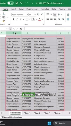 Combine multiple Excel sheets instantly using VSTACK ⚡