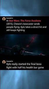 In Star Wars: The Force Awakens (2015), Chewie Hits Kylo With His Bowcaster at Full Power