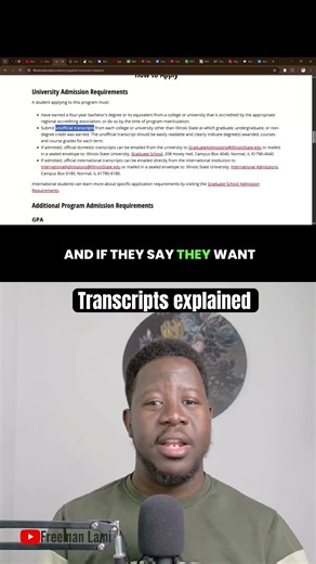 Transcript explained #fullyfundedscholarship #abroadinformation #studyinusa #studyabroad