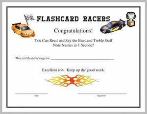 Flashcard Racers, Note Name Flashcard Mastery Achievement Award (PDF Download) - Etsy
