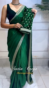 Satin Crepe Sarees🌻✨ WhatsApp us - 9831521259/7044808019 Now you can book these sarees from our website too!! #saree #reelsvideo #sareestyle #satin #designerwear #WomenFashion #partywear #occasion #vibes #ShareThisPost #viralpost2025 | Sharanaya Boutique