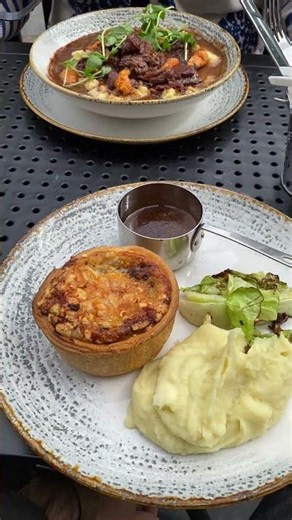 Traditional Scottish Food, Slow-cooked beef cheek stew and A hearty lamb pie