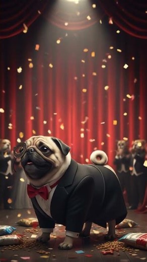 Masquerade Pug Party! 🎭 Dog in Tuxedo Animation Short #puggypatrol #pug