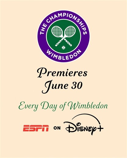 Every serve. Every match. Every moment of Wimbledon. Streaming live on Disney , from June 30th 🎾 | Disney
