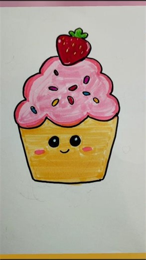 Easy#Simple#Cup cake #Drawing#yt shorts#Trending Song 💖♥️