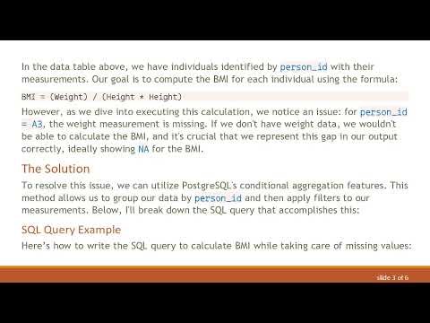 Handling Missing Values While Calculating BMI in PostgreSQL