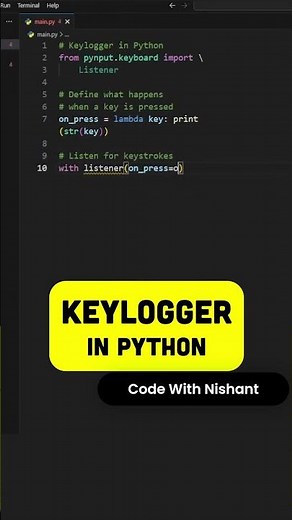 Python Keylogger in 45 Seconds | #python