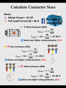 97K views · 1.1K reactions | Star delta Magnetic Contact size Calculation #electrician #electronicsengineering #technicaleducation #control #Industrial #motor | Resonance Automation | Facebook