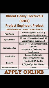 BHEL Engineer Recruitment 2026 #engineering | Government Jobs