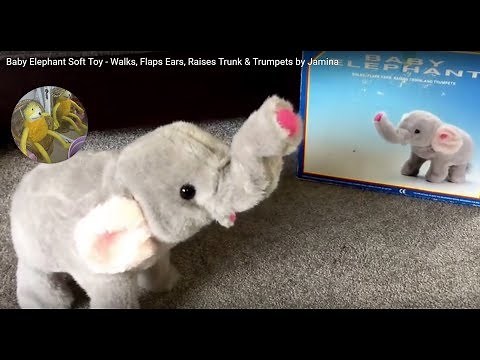 Baby Elephant Soft Toy - Walks, Flaps Ears, Raises Trunk & Trumpets by Jamina