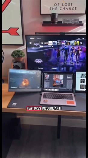 Enhance your multitasking setup with the Allvia Laptop Triple Screen Extender two 14″ 1080p Full HD IPS panels with rich color (72% NTSC) and high contrast, perfect for extended display or mirror mode. Compatible across Windows, ChromeOS, Linux, and USB-C/HDMI laptops. Features include anti-flicker tech and Adaptive Sync (60 Hz) for smooth visuals without tearing. Ideal for boosting productivity up to 300% with efficient, laptop-powered plug-and-play convenience. #portablemonitor #laptopsetup #w