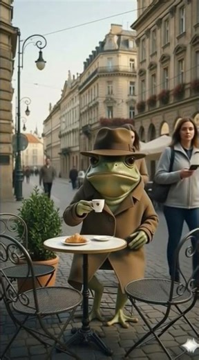 “Still Sitting, Watching the World Pass”#silentstory#observer#anthropomorphic#frog#quietmoment