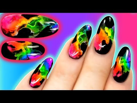 NEON RAINBOW SMOKE NAILS - EASY DIY How To Nail Tutorial Using Gel Polish & Pigments