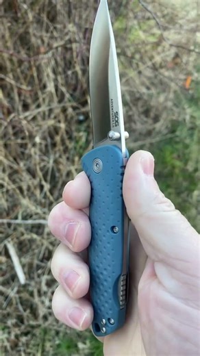 SOG Adventure LB Folding Knife 7.5 inches 5Cr15 Mov Steel Blade Blue Handle And Clip