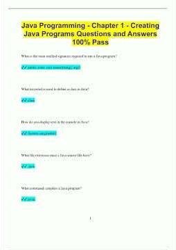 Java Programming Chapter 1 Creating Java Programs Questions and Answers 100 Pass922