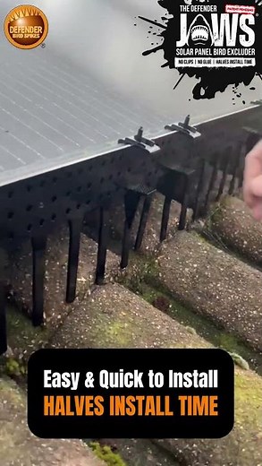 Stop Pigeons Getting Under Solar Panels | Defender Jaws® Solar Panel Bird Excluders | Easy install