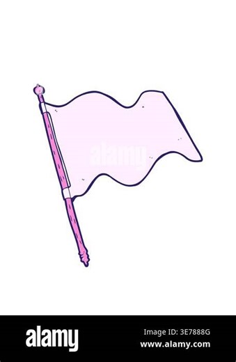 stretching up animation of cartoon white flag Stock Video Footage - Alamy