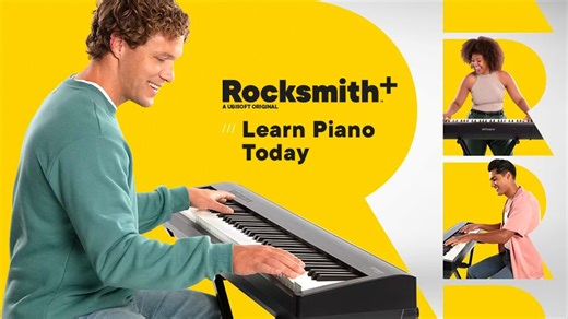 Ubisoft’s Rocksmith  can now teach you to play piano as well as guitar: use the 'falling notes' method or the sheet music view