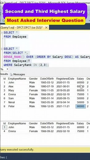 How to Find Second and Third Highst Salary in SQL #shorts #sql #coding #queries #dataanalytics