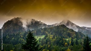 Time lapse - steam rising from the mountains.
