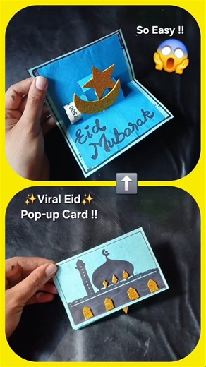DIY Eid Mubarak + Eidi Pop-Up Card🌙 Easy Handmade Eid Card😱✨️#shorts #diy #ytshorts #eid #viral #fyp