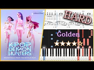 KPop Demon Hunters - Golden - HUNTR/X - Hard Piano Tutorial + Sheets【Piano Arrangement】