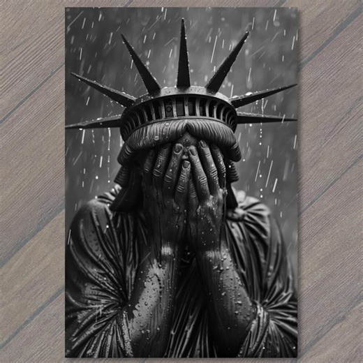 Postcard Statue of Liberty Weeps Cry Sorrow City Background New York Sad for USA - Etsy