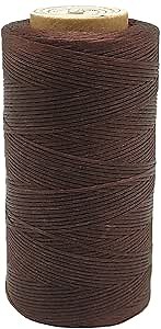 Waxed Thread, 328 Yards 150D 1MM Leather Sewing Waxed Thread for Leather DIY, Bookbinding, Shoe Repairing, Leather Projects (Brown #020)