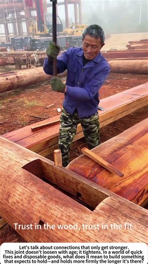 The Final Lock: Driving a Wooden Peg into a Mortise & Tenon 🏗️🪓