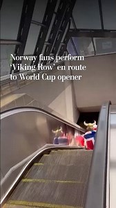 Norway fans perform 'Viking Row' en route to World Cup opener