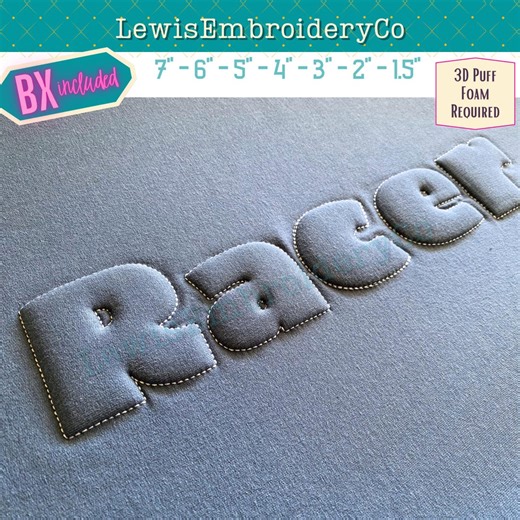 Embossed 3D Puff, Block, Machine Embroidery Font - With BX - (PDF Tutorial Included) - Etsy