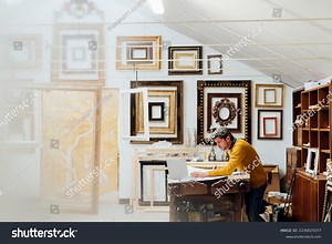 Mature Craftsman Sketching Laptop Workbench Wood Stock Photo 2236025077 | Shutterstock