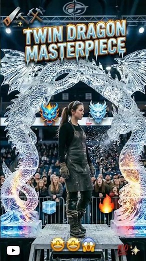 Epic Twin Dragon Ice Sculpture Carving | Live Event Ice Art
