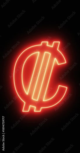 Colon sign symbol in a neon light. Loop. 4K Vertical