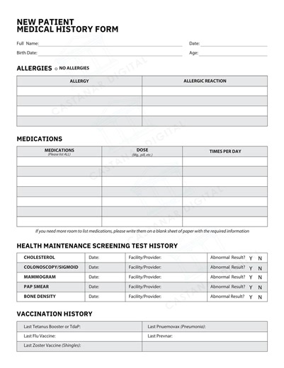 Bilingual (english/spanish) Medical Front Office Patient Medical History Form, Registration Form, and a 2 Page Bilingual Phrase Guide. - Etsy