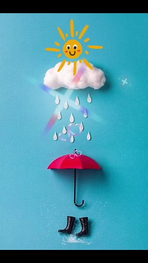 Animated Sunshine and Raindrops: A Colorful Day
