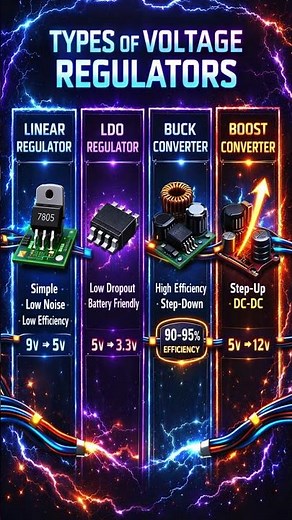 4 Voltage Regulators You MUST Know! ⚡ (Linear, LDO, Buck, Boost)