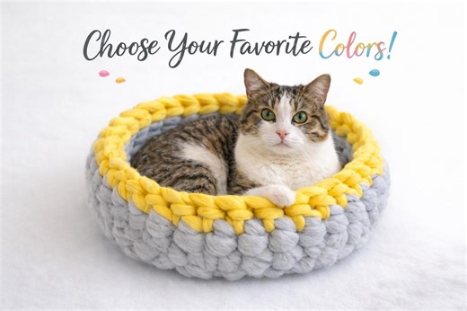 Personalized Merino Wool Chunky Knit Cat Bed, Handmade Cat Basket, Custom Color Cat Bed, Cozy Knitted Cat Basket, Luxury Pet Bed - Etsy