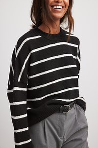 Striped Knitted Sweater Black