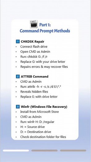 Recover Flash Drive Files: Free CMD & Software Guide#usb #flashdrive #datarecovery