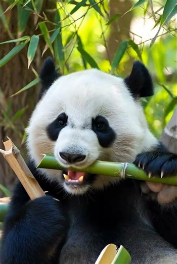 Panda eating Bamboo Funny Cartoon