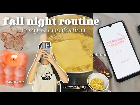 cozy fall night routine 🍂🤎 cooking, skincare, reading webtoon, at home autumn night routine etc.