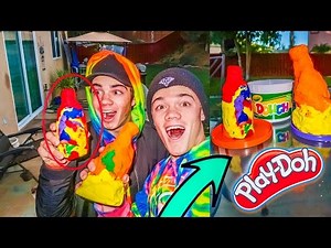 DIY PLAY DOH BOTTLE FLIPS!!!!