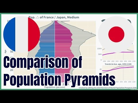 [🇫🇷France vs 🇯🇵Japan] Comparison of Population Pyramids (1950-2100), 4 scenarios, #wpp2024