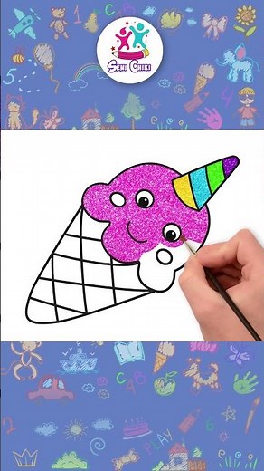 Cara Menggambar Es Krim Unicorn 🦄🍧 #shorts #howtodraw #menggambar #mewarnai
